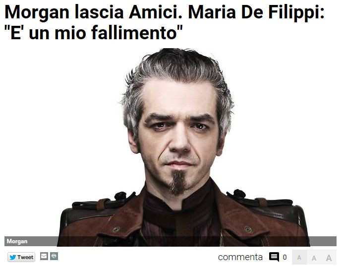 Morgan lascia amici. Maria De Filippi: è un mio fallimento