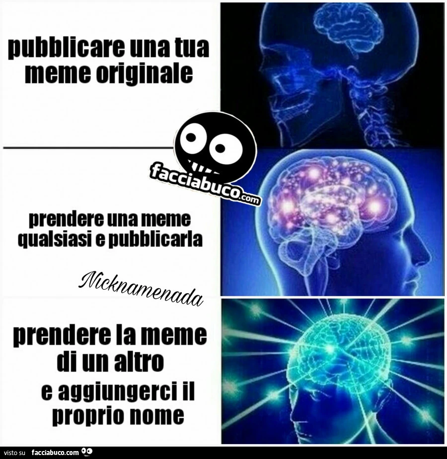 Pubblicare una tua meme originale. Prendere una meme qualsiasi e pubblicarla. Prendere la meme di un altro e aggiungerci il proprio nome