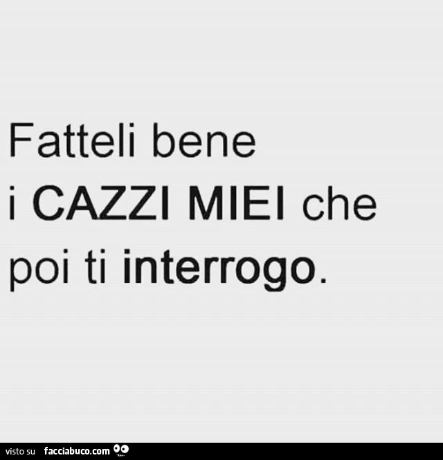 Fatteli bene i cazzi miei che poi ti interrogo