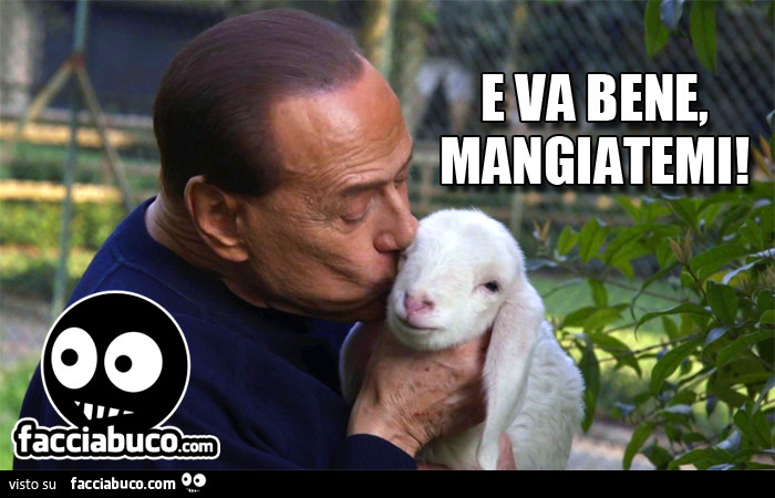 L'agnellino baciato da Berlusconi. E va bene, mangiatemi