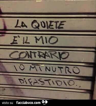 La quiete è il mio contrario, io mi nutro di fastidio