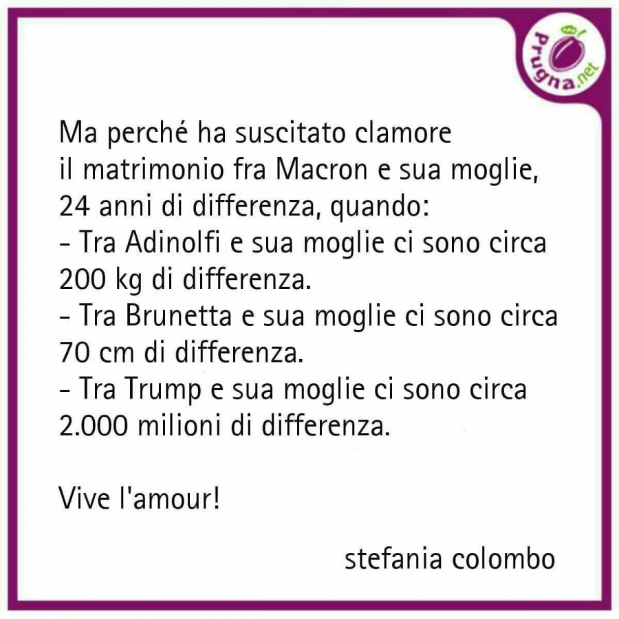 Ma perché ha suscitato clamore il matrimonio fra Macron e sua moglie, 24 anni di differenza, quando: tra Adinolfi e sua moglie ci sono circa 200 kg di differenza