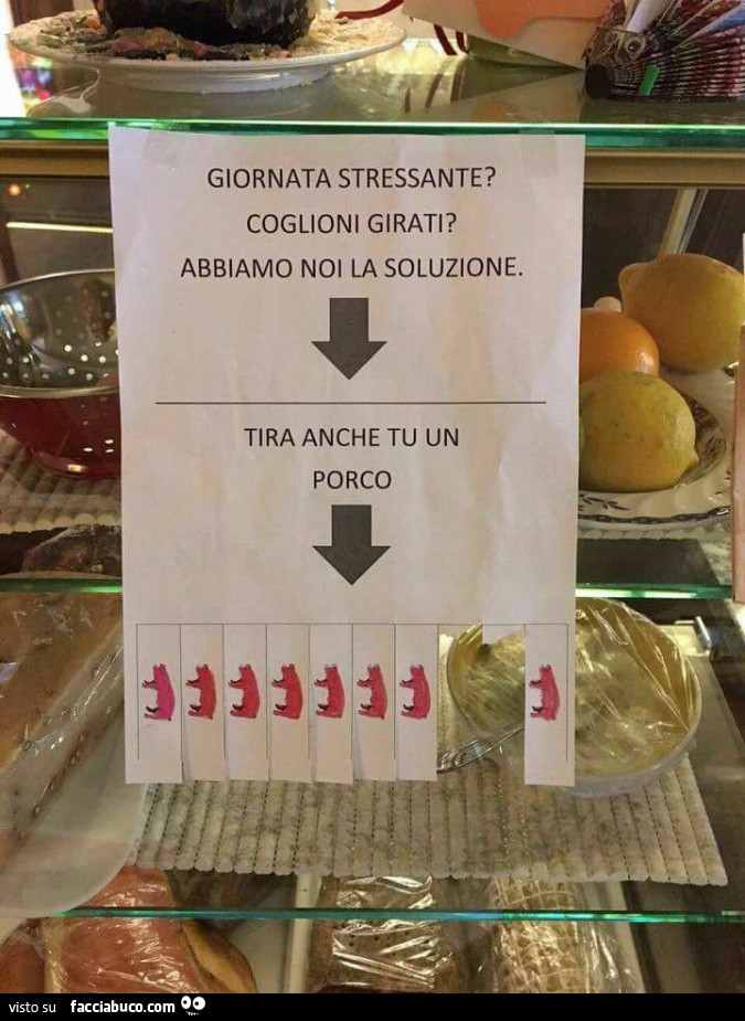 Giornata stressante? Coglioni girati? Abbiamo noi la soluzione. Tira anche tu un porco