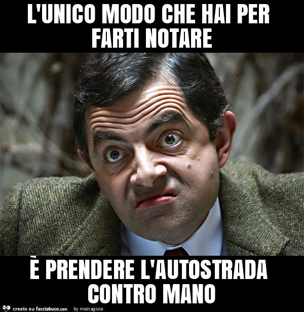 L'unico modo che hai per farti notare è prendere l'autostrada contro mano