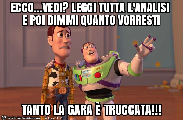 Ecco&hellip; vedi? Leggi tutta l'analisi e poi dimmi quanto vorresti tanto la gara è truccata