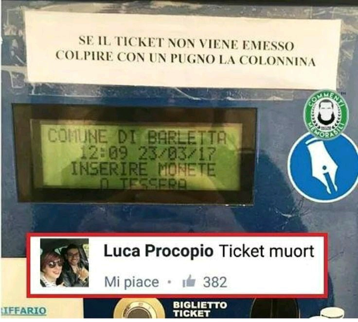 Se il ticket non viene emesso colpire con un pugno la colonnina. Ticket muort