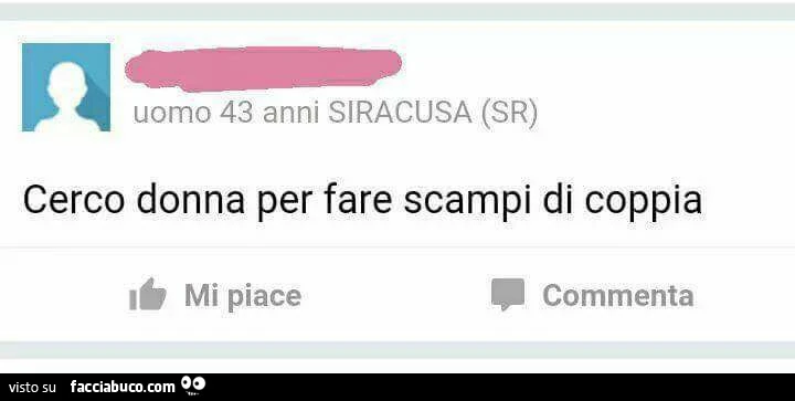 Uomo 43 anni siracusa: cerco donna per fare scampi di coppia