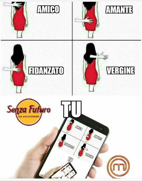 Mano amico, amante, fidanzato, vergine. Tu