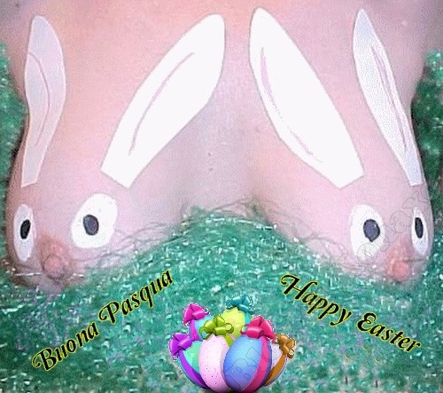 Conigli pasquali realizzati con le tette. Buona Pasqua