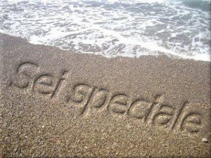 Sei speciale scritto sulla sabbia