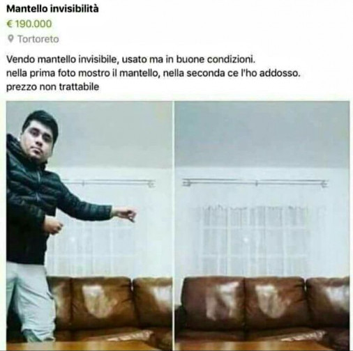 Vendo Mantello invisibilità. Usato ma in buone condizioni
