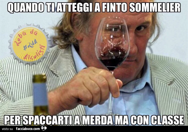Quando ti atteggi a finto sommelier per spaccarti a merda ma con classe