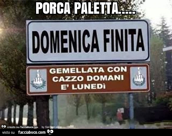 Porca paletta Domenica finita